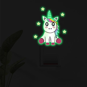 Luminous unicorn and stars wall sticker for light switches glow in the dark