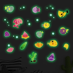 Stickers muraux poissons océaniques lumineux brillant dans le noir pour enfants