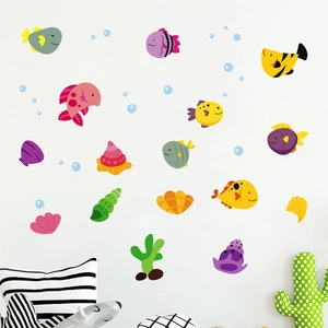 Stickers muraux poissons phosphorescents pour chambre d'enfant avec thèmes marins