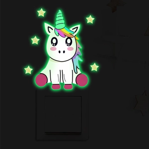 Glow in the dark unicorn and stars wall stickers for home light switch decoration