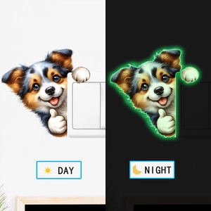 Luminous Australian Shepherd dog wall sticker showing day color and night glowing effect