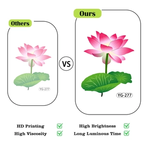 Luminous lotus wall sticker showing HD printing and high brightness versus others