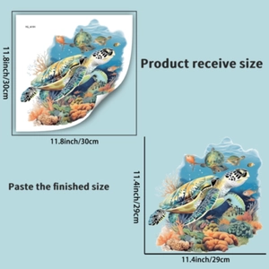 Detailed size specifications for sea turtle wall sticker 30x30cm glowing ocean decals