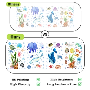 Detail showing HD printing and high viscosity of the luminous sea animal wall stickers