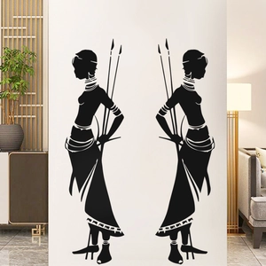 Ethnic African women silhouettes wall stickers for modern living room home decor
