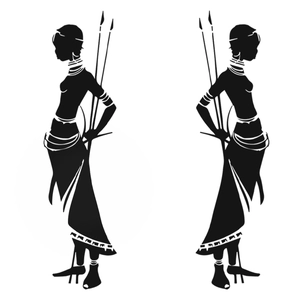 African tribal woman silhouette wall stickers in black minimalist decorative style