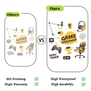 Détail montrant l'impression HD et la saturation des couleurs des stickers de jeu