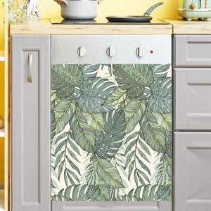 Tropical monstera leaf appliance decal for modern kitchen dishwasher and home decor