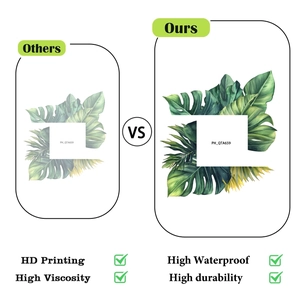 Comparison showing high-definition printing and waterproof quality of tropical leaf wall decals