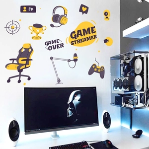 Stickers muraux e-sport avec éléments game streamer pour décoration de chambre gaming