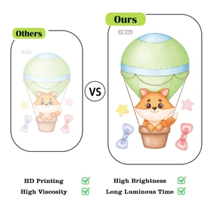 Comparaison détaillée d'impressions haute densité et stickers muraux renard luminescents