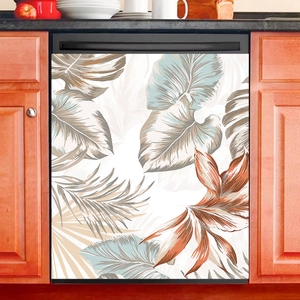 Nordic tropical palm leaf decorative sticker for kitchen dishwasher and home room decor