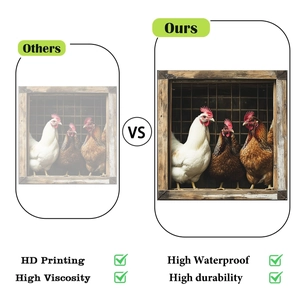 Detail showing HD printing and high waterproof quality of farm rooster wall stickers