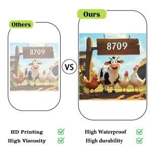 Detail showing HD printing quality and high viscosity of the cow and chicken farm wall sticker
