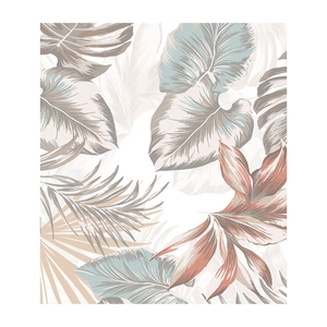 Artistic tropical Monstera and palm leaf wall stickers in elegant Morandi color tones