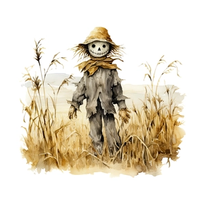 Watercolour style scarecrow wall sticker decoration for autumn harvest and Thanksgiving home decor