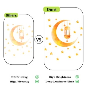 Detail showing HD printing and high viscosity of the luminous moon and star wall stickers