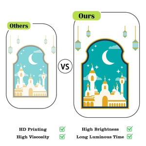 Luminous wall sticker showing high brightness and HD printing quality comparison