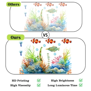 Detailed comparison of high-definition luminous marine animal stickers and night glow effect
