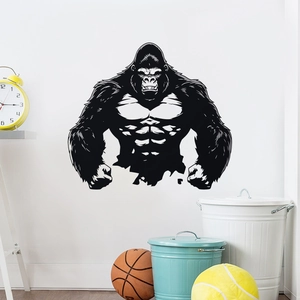 Creative black gorilla wall sticker for room decor on smooth surfaces and white walls
