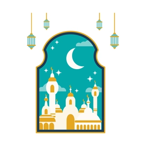 Luminous moon and castle wall sticker in Islamic style for creative home decoration