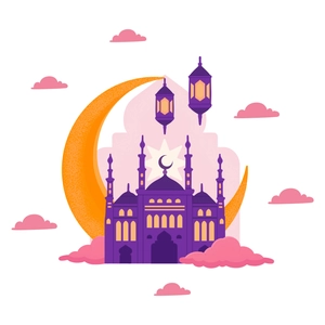 Sticker mural lune dorée et château pour salon, décoration intérieure autocollante