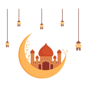Moon and mosque wall sticker for Ramadan home decoration on smooth glass surfaces
