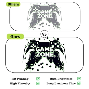 Glow-in-the-dark game zone wall decal showing high brightness and long luminous time effect
