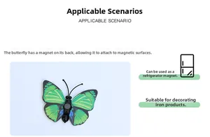 Close-up of 3D green butterfly wall sticker showing back magnet for easy attachment