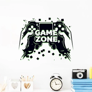 Luminous game zone wall decal featuring a glow-in-the-dark controller for gaming rooms