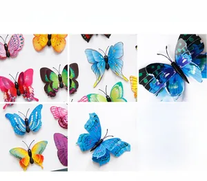 Detailed macro view of colorful double-layer 3D simulation butterfly wall stickers