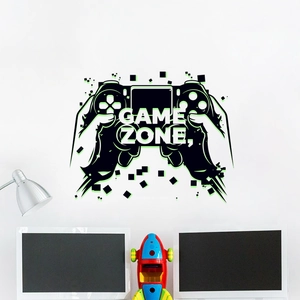 Glow-in-the-dark Game Zone wall sticker with luminous controller design for gamer rooms