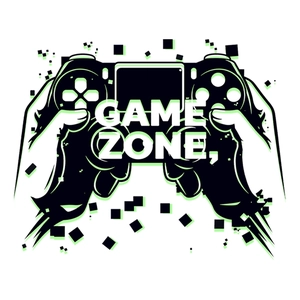 Luminous game controller wall sticker featuring hands holding a gamepad and Game Zone text