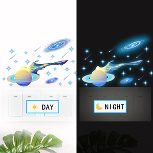 Luminous space planet switch stickers showing day and night glowing effect detail