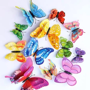 Set of 12 colorful 3D butterfly wall stickers with realistic double-layer wings