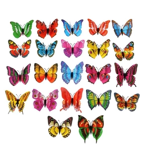 Set of 22 colorful 3D double-layer butterfly wall stickers in assorted sizes and patterns