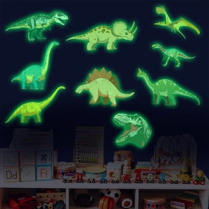 Stickers muraux dinosaures fluorescents pour chambre d'enfant avec effet lueur nocturne