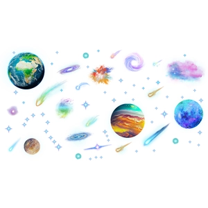 Luminous outer space wall stickers featuring planets, stars, and galaxies for ceiling decor