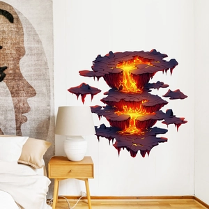 3D hell lava flow wall sticker for ceiling and home computer room wall decoration