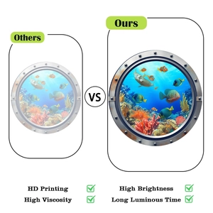 Detail showing HD printed marine life wall sticker with superior brightness and contrast