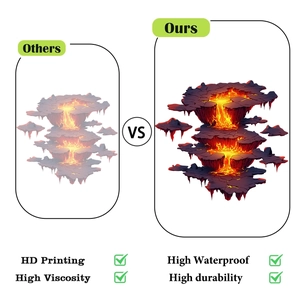 Detail of high-definition lava theme sticker showing waterproof and durable texture