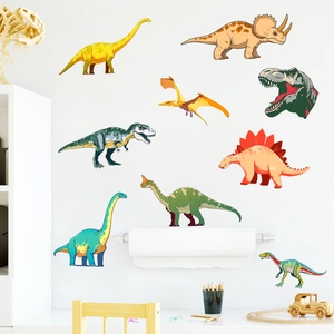 Stickers muraux dinosaures fluorescents auto-adhésifs pour chambre d'enfants