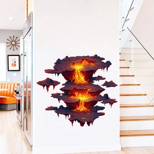 3D realistic flowing lava rock wall decal for modern home and ceiling decoration