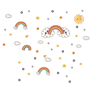 Luminous rainbow and smiling clouds wall stickers for kids ceiling and room decor