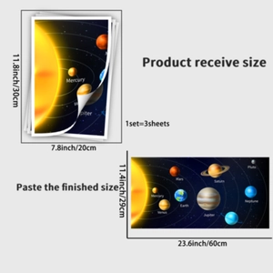 Solar system luminous wall stickers set with dimensions 29x60cm for bedroom ceiling decor