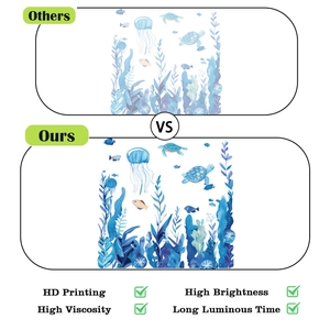 Detail of high definition ocean life wall stickers with long lasting luminous glow