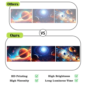 Detailed comparison of HD printing and long luminous glow effects on space wall stickers