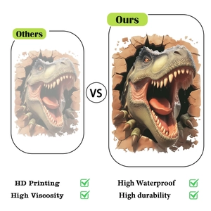 Macro detail of high-definition 3D dinosaur wall decal with waterproof vinyl texture