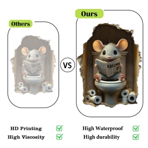 Detailansicht des hochauflösenden 3D-Maus-Wandstickers mit wasserfestem Material und Druck