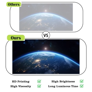 Detail showing comparison between blurry standard printing and HD space Earth wall stickers
